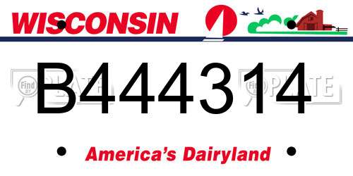 B444314 Wisconsin License Plate