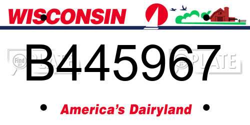 B445967 Wisconsin License Plate