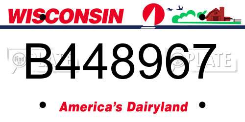 B448967 Wisconsin License Plate
