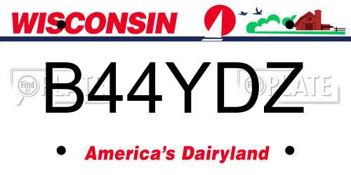 B44YDZ Wisconsin License Plate