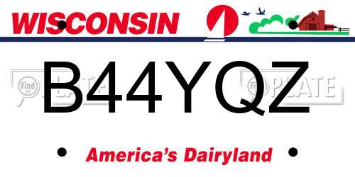 B44YQZ Wisconsin License Plate