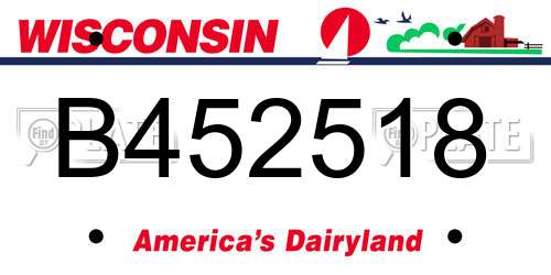 B452518 Wisconsin License Plate