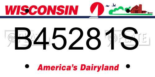 B45281S Wisconsin License Plate
