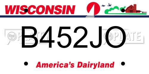 B452JO Wisconsin License Plate