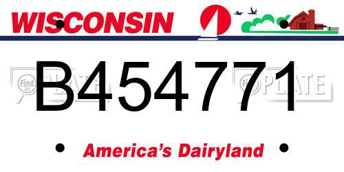 B454771 Wisconsin License Plate