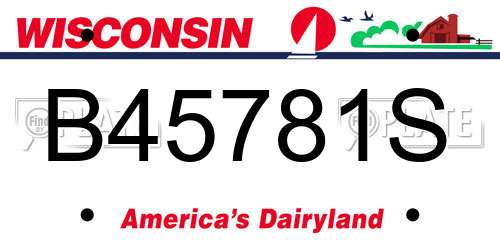 B45781S Wisconsin License Plate