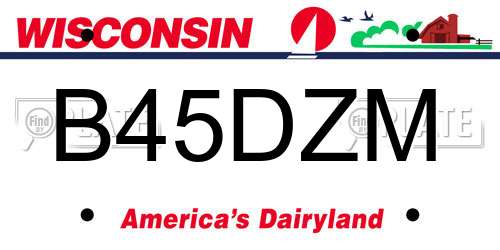 B45DZM Wisconsin License Plate