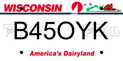 B45OYK Wisconsin License Plate