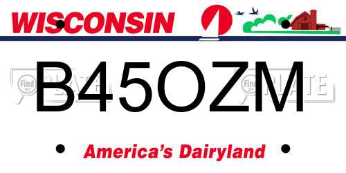 B45OZM Wisconsin License Plate