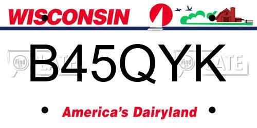 B45QYK Wisconsin License Plate