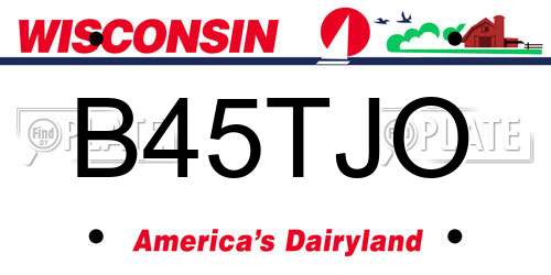 B45TJO Wisconsin License Plate