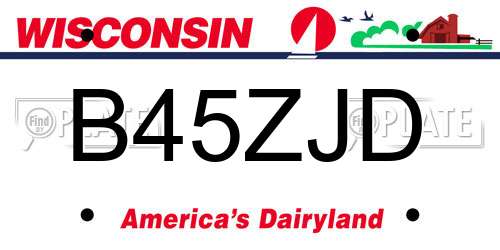 B45ZJD Wisconsin License Plate