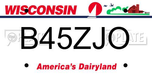 B45ZJO Wisconsin License Plate