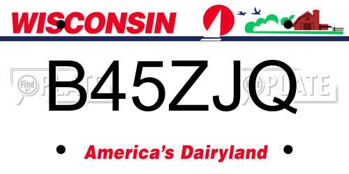 B45ZJQ Wisconsin License Plate