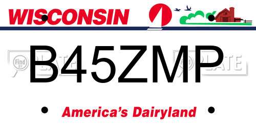 B45ZMP Wisconsin License Plate