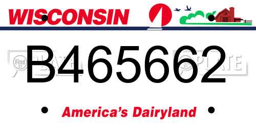 B465662 Wisconsin License Plate