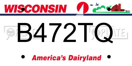 B472TQ Wisconsin License Plate