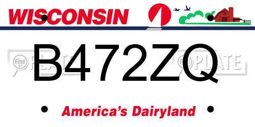 B472ZQ Wisconsin License Plate