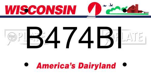 B474BI Wisconsin License Plate
