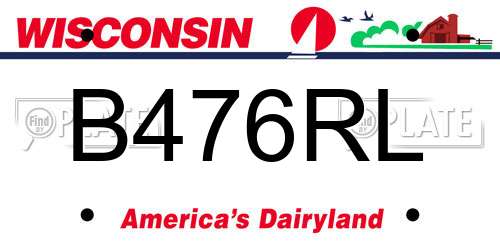 B476RL Wisconsin License Plate