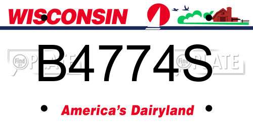 B4774S Wisconsin License Plate
