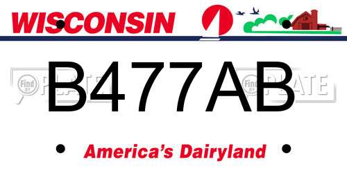 B477AB Wisconsin License Plate