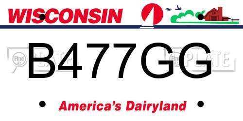 B477GG Wisconsin License Plate