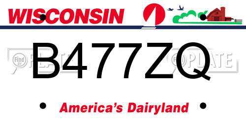 B477ZQ Wisconsin License Plate