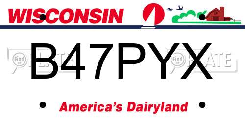 B47PYX Wisconsin License Plate