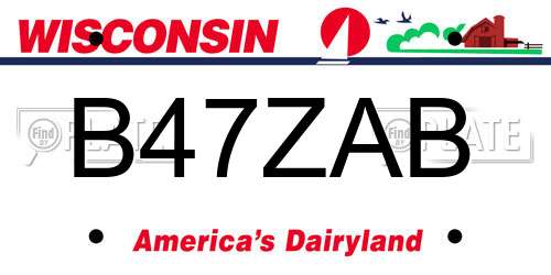 B47ZAB Wisconsin License Plate
