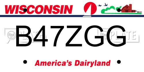 B47ZGG Wisconsin License Plate