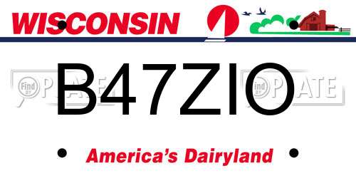 B47ZIO Wisconsin License Plate