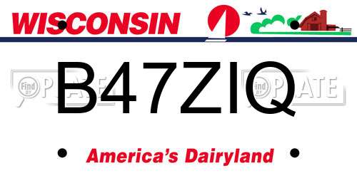 B47ZIQ Wisconsin License Plate