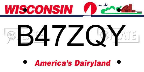 B47ZQY Wisconsin License Plate