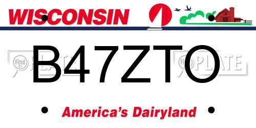 B47ZTO Wisconsin License Plate