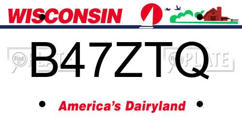 B47ZTQ Wisconsin License Plate