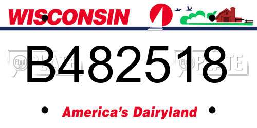 B482518 Wisconsin License Plate