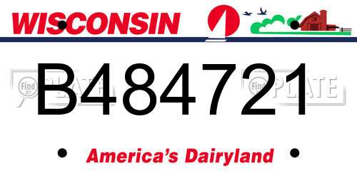 B484721 Wisconsin License Plate