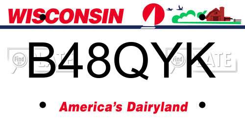 B48QYK Wisconsin License Plate