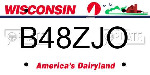 B48ZJO Wisconsin License Plate