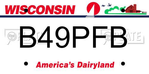 B49PFB Wisconsin License Plate