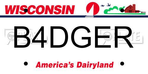 B4DGER Wisconsin License Plate