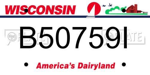 B50759I Wisconsin License Plate