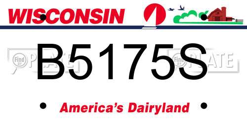 B5175S Wisconsin License Plate