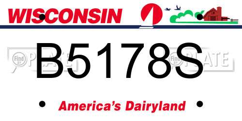 B5178S Wisconsin License Plate