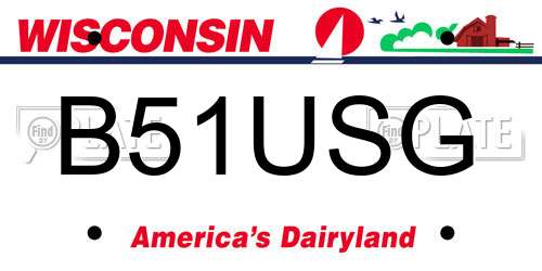 B51USG Wisconsin License Plate
