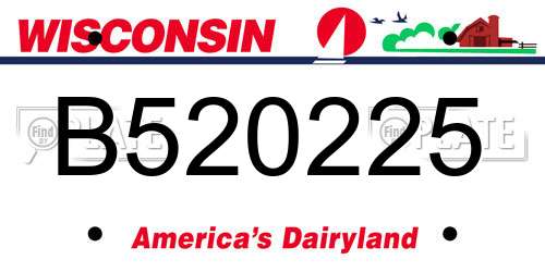 B520225 Wisconsin License Plate