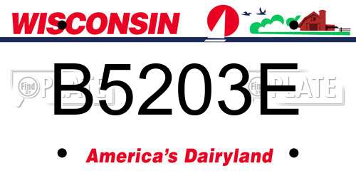 B5203E Wisconsin License Plate