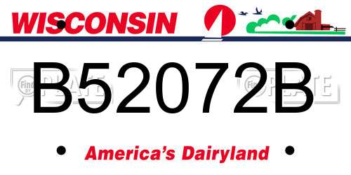B52072B Wisconsin License Plate