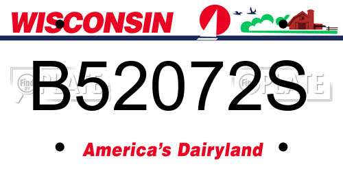 B52072S Wisconsin License Plate